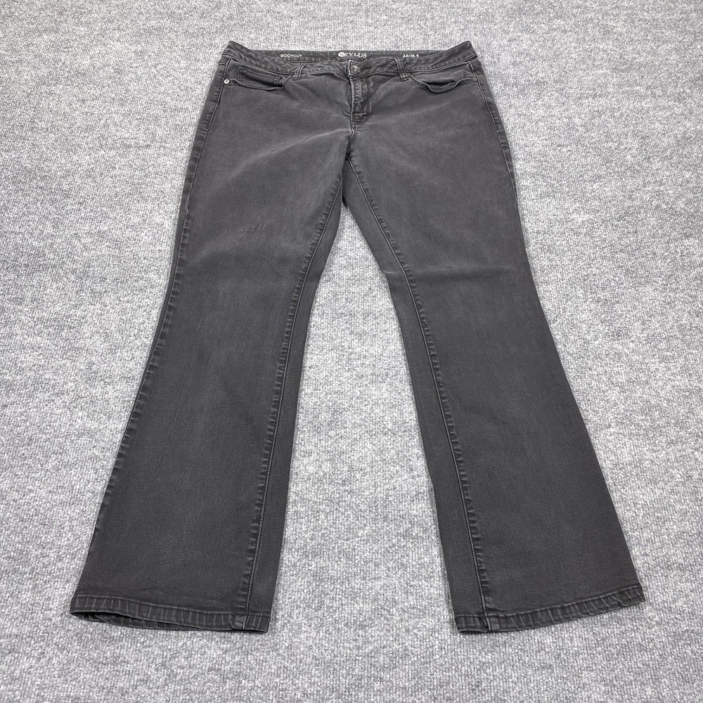 Stylus Jeans Womens 16P 33x30 Black Bootcut Regular Cotton Blend Denim